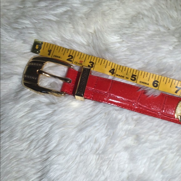 Red leather genuine leather belt size large - Picture 9 of 11